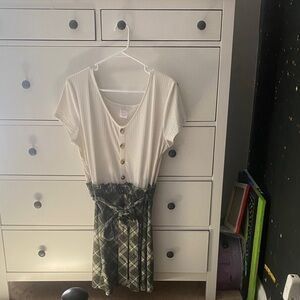 Plaid dress with ribbed top